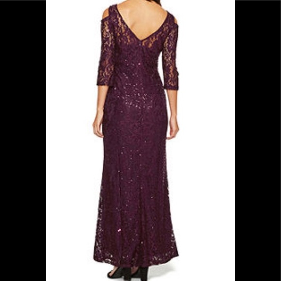 Blu Sage Lace Merlot Cold Shoulder gown 16 NWT - Picture 2 of 9
